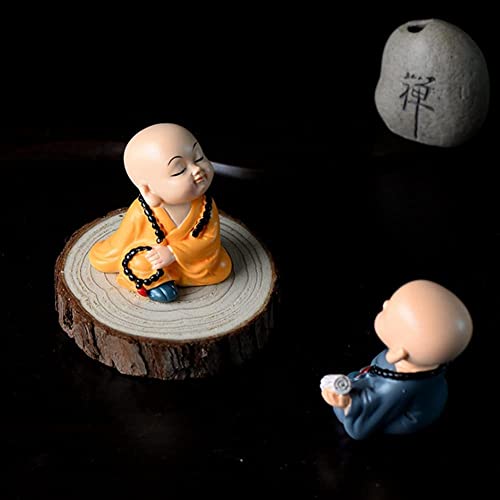 Image of AUGEN Polyresin Set of 4 Buddha Monks Statues Figurines Showpiece for Wall Shelf Table Desktop Living Room Car Dashboard Decoration Home Office Decor 6 CM (Multicolour)(B)