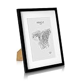 Classic by Casa Chic - Echtholz Bilderrahmen 30x40 cm - Schwarz - mit Passepartout 20x30 cm - Acrylglas - Rahmenbreite 2cm