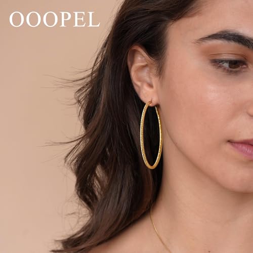 OOOPEL Gold Hoops Earrings for Women, 14k Real Gold Plated Big Earring Hoops Lightweight Earrings Hypoallergenic Large Sterling Silver Hoop Earring for Women 30MM 40MM 50MM 60MM4