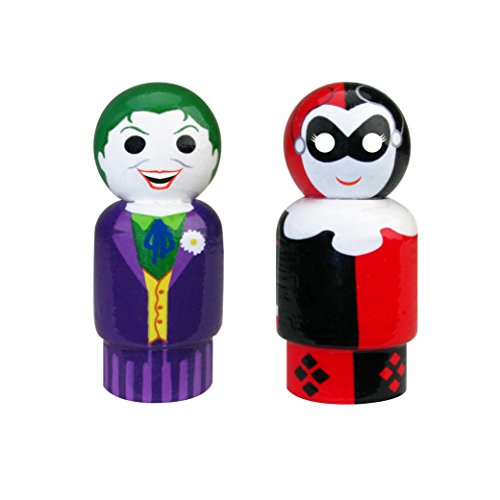 Bif Bang Pow! The Joker & Harley Quinn Pin Mate Wooden Figures Set of 2 Collectible, 2