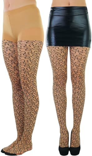 Image of ToBeInStyle Women's Strappy Zig Zag Lace Up Bandage Print Fashion Goth Tights