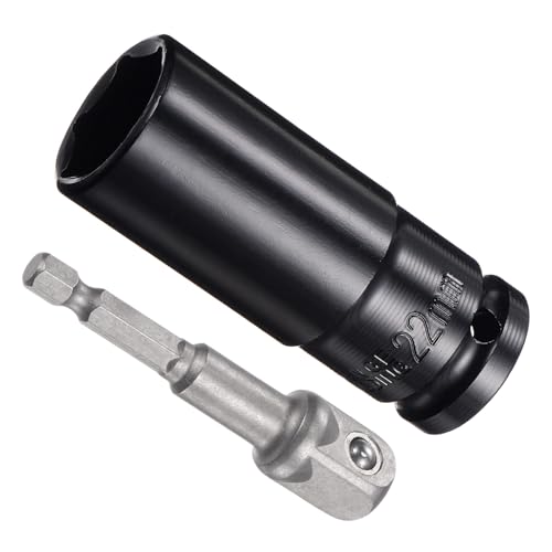 CoCud ディープインパクトソケットセット 22mmソケット3"長さ1/2"ドライブ CR-V 6点ドライブソケットアクセサリーセット 1/15"ソケットアダプター付き - 電動ドリルドライバーに適用