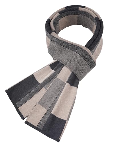 CAOZITOU Schal Herren, 30% Merinowolle Komfort Weich Warm Leicht Winter Damen Schals für Outdoor Sport, Laufen, Fahrt 180cm×30cm (Beige)