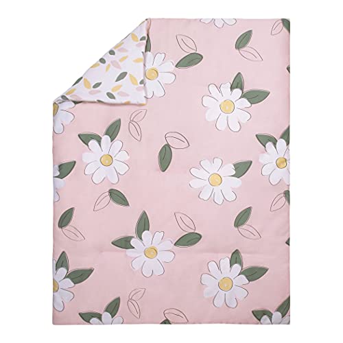 Trend Lab Modern Baby Crib Bedding Set For Girls | Lemon Floral 4 Piece Nursery Décor Quilt, 2 Fitted Crib Sheets, And Dust Ruffle Skirt - Pink, Yellow. Green, 80010 #TOP2