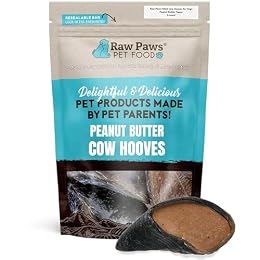 Raw Paws Filled Cows Hooves for Dogs - Peanut Butter, (5-Count) - Cow Hoofs