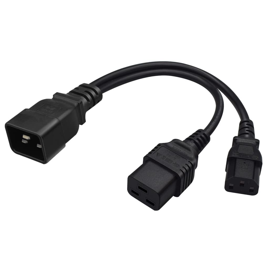 Elnwnnkc 320 C20 to C13+C19 Power Cord C20 Male to C13+C19 Y Splitter Adapter Extension Power Cable for Computer