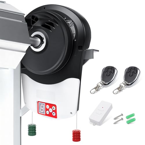 Roll Up Garage Door Opener with Remote 110V 50dB Automatic Rolling Door Opener 800N Side Mount Electric Motor for Garage Warehouse Barn Shop - Easy Installation & Quiet Operation