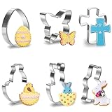 Set di 6 formine per biscotti pasquali,stampini per biscotti a forma di coniglio, stampi per coniglietti pasquali e uova, adatti a bambini e adulti