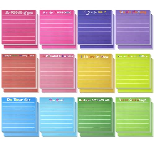 24 Pcs Inspirational Sticky Notes 3x3'' Motivational Notepads with Lines Employee Appreciation Sticky Notes Thank You Gift Bulk for Company Rewards Its Employees,Teachers Encourage Their Students