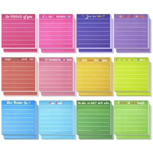 24 Pcs Inspirational Sticky Notes 3x3'' Motivational Notepads with Lines Employee Appreciation Sticky Notes Thank You Gift Bulk for Company Rewards Its Employees,Teachers Encourage Their Stu