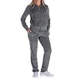 Sweatsuits for Women Tracksuit 2 Piece Outfits Velour & Fleece Active Wear Zip-Up Hoodie Sweatpants Sweat Suits Dk.grey Medium