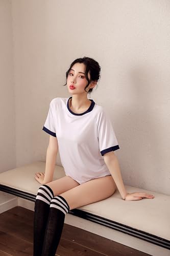 [YISMate] ブルマスタイル 体操服 セクシー 中学生 体育着 コスプレ スポーティ 陸上部風 ユニフォーム ネイビー 女子高生 JK スクール水着 スク水 仮装 萌え ランジェリー かわいい コスチューム - 画像4