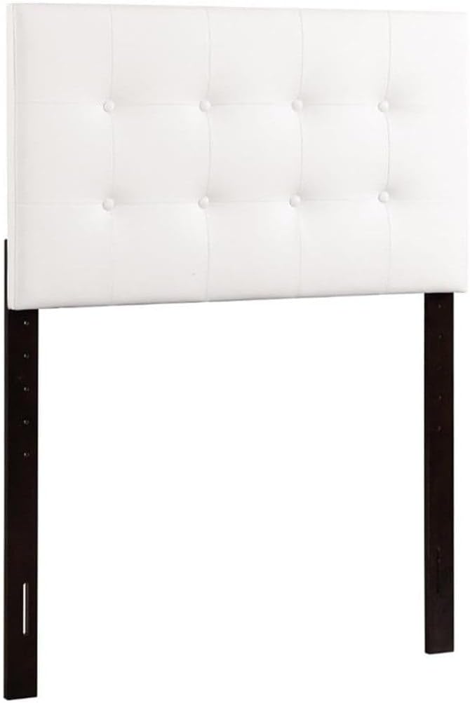 Timeless Trends Headboard - Adjustable Height, White Faux Leather, Mountable to Bed or Wall, Modern Elegance for Bedroom Decor Twin