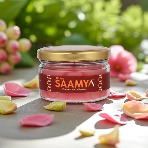 Image of ArunaSAAMYA Handcrafted Rose Scented Jar Candle I Floral Fragrance (Rosy Radiance) I Pack of 1 I 120 GMS I Upto 40 Hours Burn Time