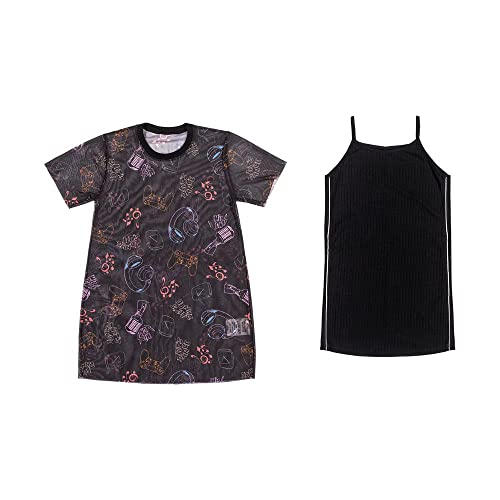 Vestido Infantil Sobreposição Trick Nick Preto 6