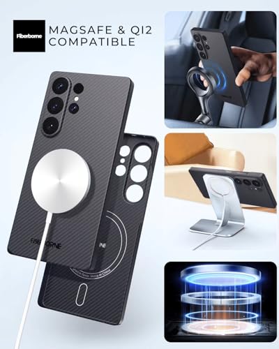 Image of Compatible with Samsung Galaxy S25 Ultra Case - [600D Aramid Fiber] [Extremley Thin] [Qi2 Magnetic Cover] [Feel Like No Case] - Black