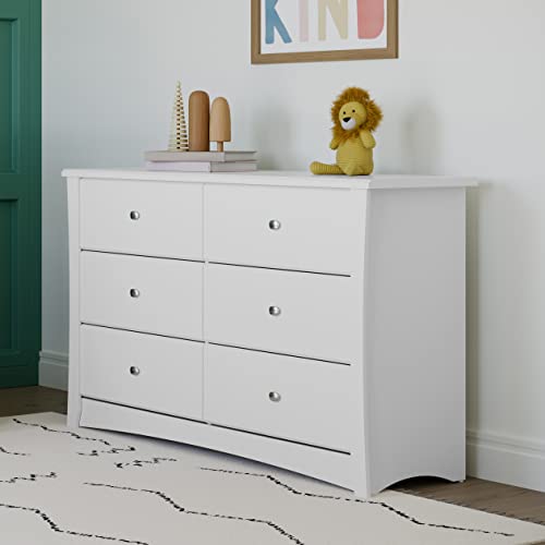 image for Storkcraft Crescent 6 Drawer Double Dresser (White) – GREENGUARD Gol