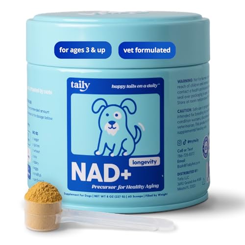 Taily NAD for Dogs Daily Longevity Supplement Supports Cellular Energy Healthy Aging Brain & Heart Function Nicotinamide Riboside Precursor for Dogs NAD+ Vet-Formulated Made in USA