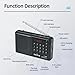 Portable AM FM Radio with Bluetooth Speaker；USB/TF Card MP3 Playback 3.5mm Jack,Auto Scan Save,Loudspeaker for Emergency(Battery-Powered) CampingTravel Home Use Rechargeable Transistor Radio (Black)