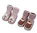 Gavena Calcetines Antideslizantes para Bebé Niños Niñas Zapatos Cuero Bebe de Primer Paso Invierno 3-24 Meses Gris Azul Rosa(6-12 Meses,Rosa/Marron)