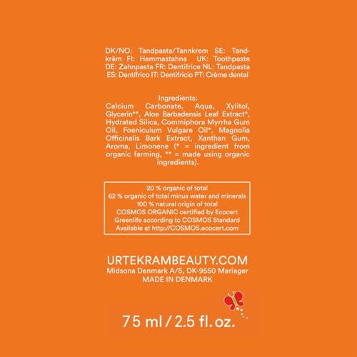 Urtekram Kinderzahnpasta ohne Fluorid, 75 ml, Bio-Qualität