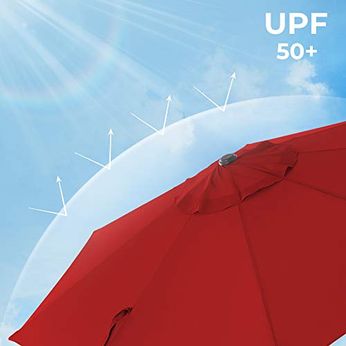 SONGMICS Patio Umbrella, 7.5 ft Outdoor Table Umbrella, 8 Ribs, UPF 50+, Tilt and Crank, Base Not Included, for Deck, Patio,Garden, Pool,Red UGPU075R01 image 1
