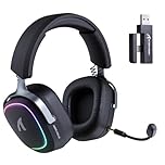 ATTACK SHARK G800 Wireless Gaming Headset with Aluminum alloy frame, 7.1 Surround Sound, Bendable ENC Mic, Tri-Mode(2.4G Wireless/Bluetooth/Wired), 1000mAh, 50mm Driver, RGB, for PC/Mac/PS/XBOX, Black