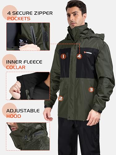 Rodeel Waterproof Fishing Rain Suit for Men (Rain gear Jacket & Trouser Suit) - Thumbnail 6