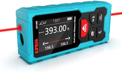 Kiprim 393ft Dual Laser Distance Measuring Tool LD120S, 120m Total Range, Electronic Level, Precise Measurements, and Pythagorean Function - Ideal for Construction, DIY, and Home Renovation