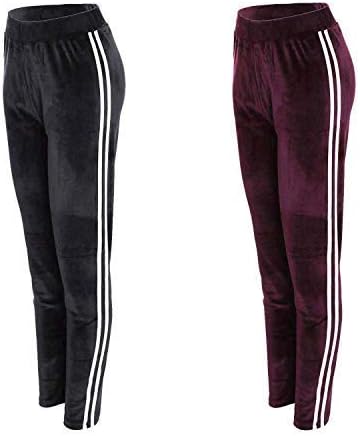 VR7Velour Trousers for Women UK Pack of 2 Comfortable Gym Velvet Sweatpants Activewear Joggers Velvet Tracksuit Bottoms Ladies Jogging Loungewear Winter Yoga Pants High Waisted Soft Leggings