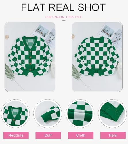 Image of Dokotoo Womens Cardigans Soft Long Sleeve Cable Knit Plaid Cropped Sweaters