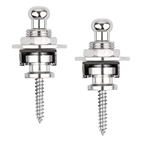 Guitar Strap Locks, Dreokee 2 PCS Silver Guitar Strap Lock Buttons Guitar Strap Locks Set Security Quick Release Strap lock Retainer System Guitar Strap Lock Schaller for Electric,Bass,Acoustic Guitar Cover
