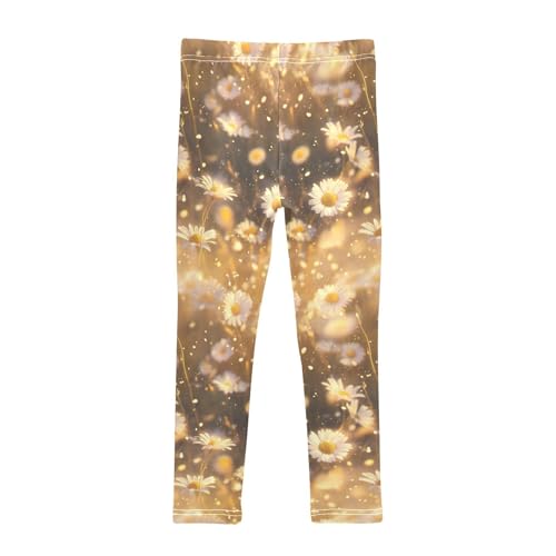 Whimsical Daisy Flower Girls Casual Leggings for Kids Printed Long Pant Bottoms Stretch and Soft2