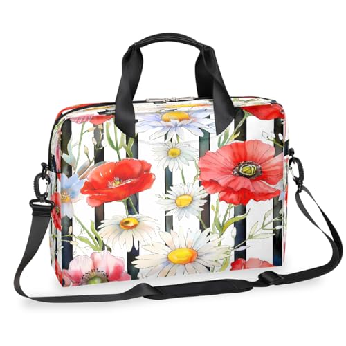 Laptop Bag Daisy Poppy Flower Stripes Laptop Case miniatura 1