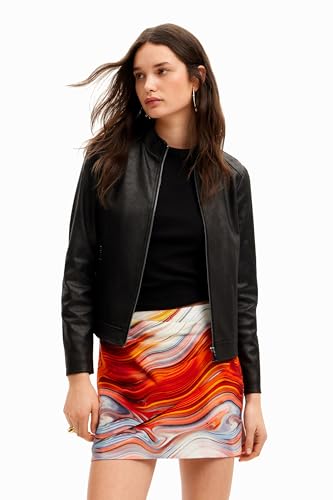 Desigual Chaqueta para mujer Toronto Woman Woven PU Coat, Negro, S