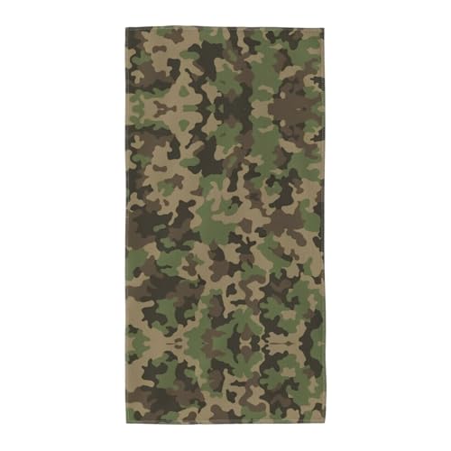 SamLng 35,1 x 69,8 cm Handtuch – Grüner Camouflage-Druck, Strand-, Pool- und Reisehandtuch für Damen und Herren – leicht, Reise-Fitnessstudio