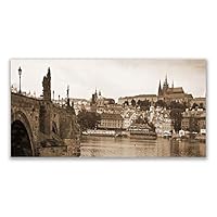 Tableau Décoratif Sur Verre Acrylique TULUP - Pont De Prague - 120x60 Cm - Style Moderne Sépia