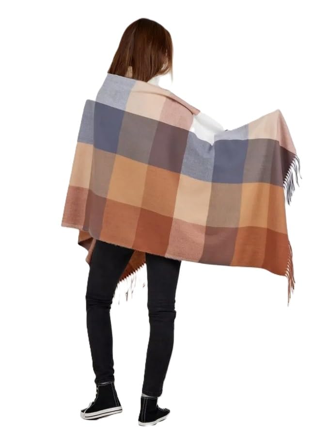 Image of Alexvyan Winter Warm Long Stoles Shawls Long Big Checked Scarves Woolen Female Casual Scarf Soft Wrap For Casual Formal Occassions 200Cm*70Cm (Brown & Multicolor)