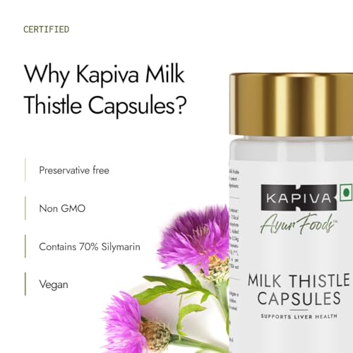 Kapiva Milk Thistle Capsules (120N) | With 70% Silymarin | Supports Liver & Immune System | Vegan, Preservative-Free | Liver Detox Supplement | Milk Thistle Tablet 4 41W5uP6yDcL