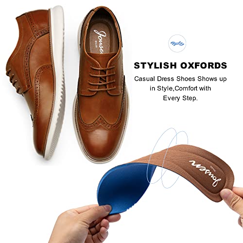 Jousen Men's Brown Dress Shoes Brogue Lace Up Casual Dress Shoes For Men Wingtip Oxfords Shoes (Amy734 Yellow Brown 11) #TOP4