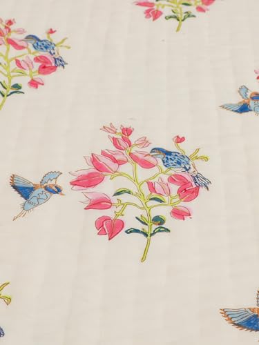 Image of Bougainvillea Ac Dohar Double Bed | Uniform Cotton Filling Duvet | 100% Cotton Soft & Cozy AC Blanket | Lightweight Reversible Design Quilt | Color - White