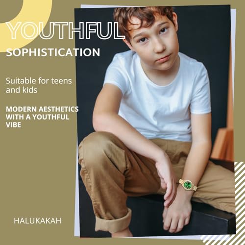 Image of Halukakah Diamonds Gold Watch Iced Out for Boy Teens Kids - 18K Real Gold /Platinum Plated,42mm Blue /Green /Red Dial,Japanese Quartz - 8 inch Length - Optional with Cuban Link Chain,with Watch Adjuster Tool