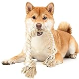 Fida 犬 おもちゃ ロープ 60cm 3ノット 頑丈 ほぼ壊れない 100%天然コットン 歯磨き デンタルケア 引っ張り遊び ひっぱりっこ ストレス解消 大中小型犬玩具 (1個, ベージュ,3ノット)