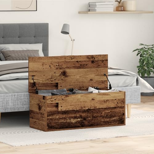 Générique Coffre de Rangement en Bois Vieilli 90x35x35 cm en Bois reconstitué,Meubles,Armoires & Meubles de Rangement,Coffres de Rangement,Marron,16.1...