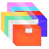 48pcs Plastic Folders for Documents，Plastic Envelopes with Snap Closure,Folders Bulk,Letter Size,8 Colors，A4 Size with Label Pocket for School Home Work Office Organization.