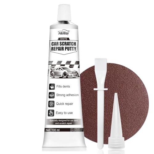 AllisWay Stucco per Carrozzeria, Stucco Carrozzeria Aut, Stucco per Carrozzeria Auto per Riparare Graffi e Ammaccature Su Auto, Barche e Altri Veicoli, Bianco - 100 Ml