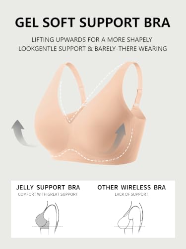 COCOMARTS Jelly Bras for Women No Underwire Deep V Bra Nude M | Push Up Wireless Seamless Comfort Bralettes, Full Support Plunge Design, Soft No-Show Everyday Convertible T-Shirt Bras - image 6