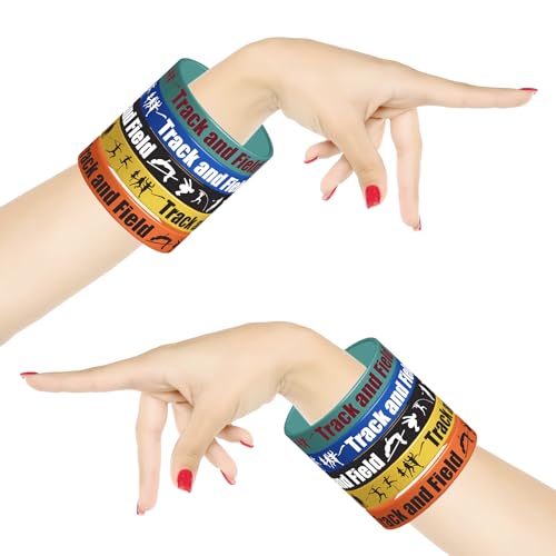 image for Atsmbiye 24 Pieces Track and Field Party Rubber Wristbands - Sport Fie