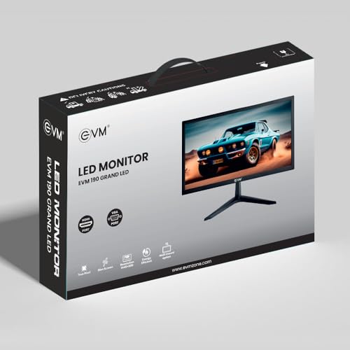 Image of EVM 18.5 Inch (46.99 Cm) Grand Series LED Monitor | HD 1366x768* | HDMI & VGA Ports | 5ms Response Time | Slim & Wall Mountable Design | Black | 1 Year Warranty (EVM-190-Grand-LED)