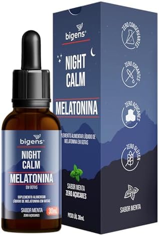 Night Calm Melatonina em gotas, 30 mL, Biogens (Menta)